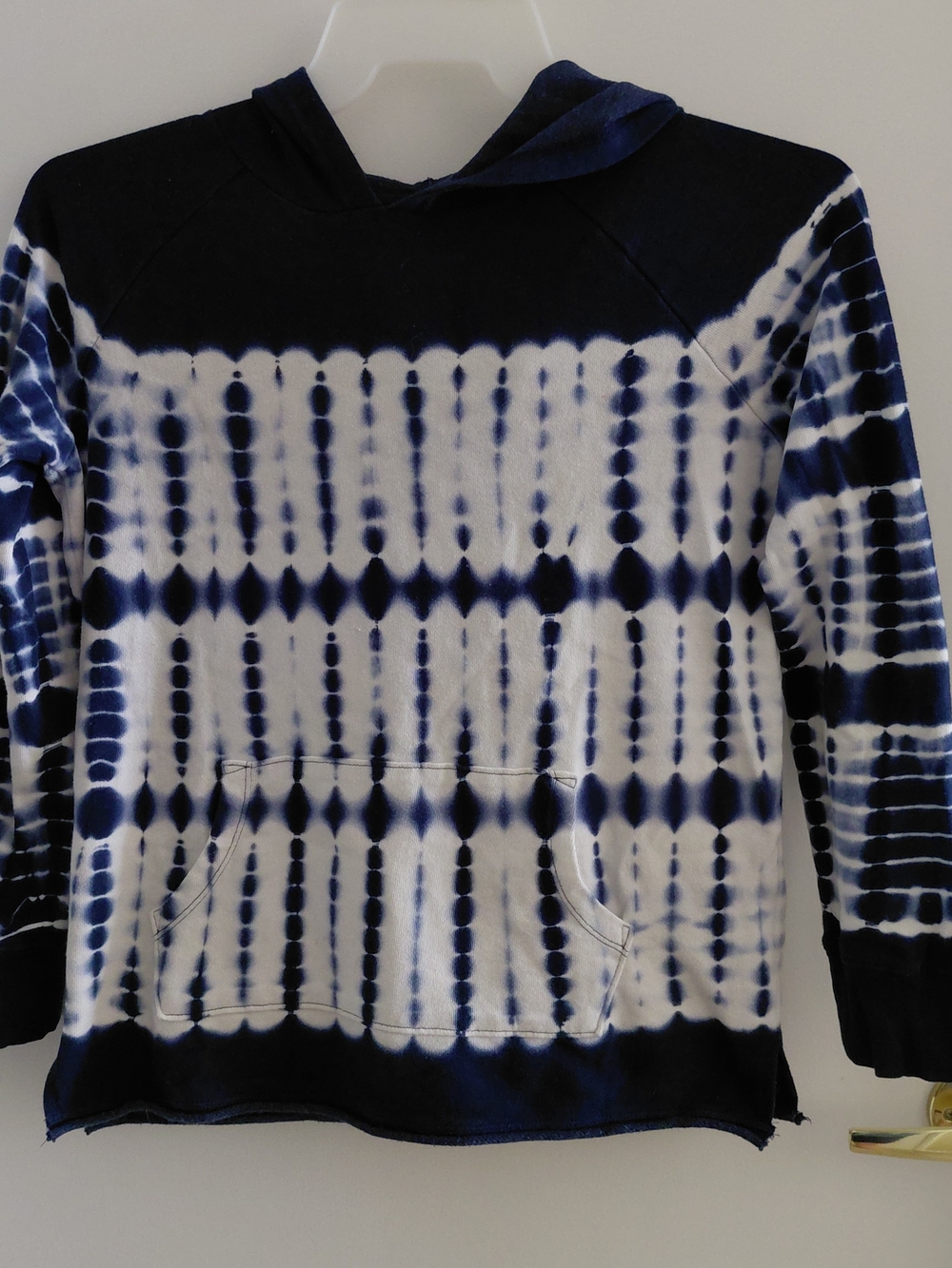 Old Navy Blue and White Tie-Dye Pullover Hoodie
